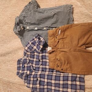 Kids Checkered Button Down Shirt - Black and White